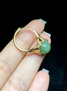 云上叙28 DS18654 和田玉戒指-多样性发其一-9.5mm（甄选）