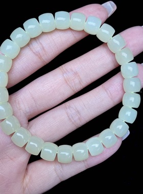 云上叙14 DS24515 和田玉手串-多样性发一件-约6.5x7.5mm（甄选）