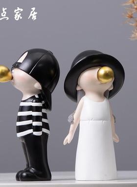 摆件北欧轻奢现代创意吹泡泡电视柜桌面玄关客厅电视桌可爱装饰品