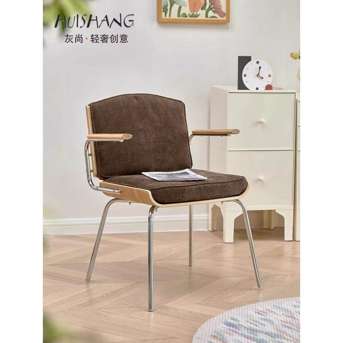 轻奢创意设计师舒适覆古餐椅靠背椅子家用小户型餐桌椅软包扶手椅,淘宝优惠券,粉丝福利购,淘宝优惠卷