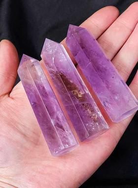 天然巴西紫水晶柱子摆件原石打磨消磁桌面家居装饰品开业乔迁礼品