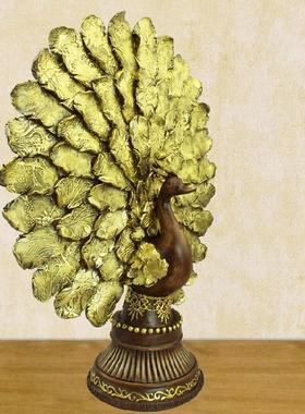 孔雀摆件泰式家居装饰品东南亚风格客厅电视柜玄关工艺品结婚礼物