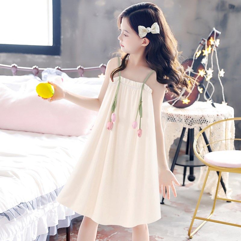 女童吊带睡裙夏季露肩宽松大码凉感型甜美可爱郁金V香睡衣连衣裙,淘宝优惠券,粉丝福利购,淘宝优惠卷