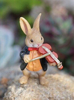 桌面小摆件可爱小l兔子田园卡通办公桌装饰微景观送闺蜜礼物刺猬