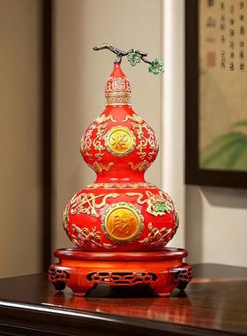 德祥缘彩铜葫芦摆件开盖葫芦空心铜八卦葫芦乔迁新居客厅装饰品