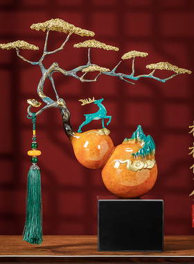 精选全铜新中式葫芦摆件客厅玄关高档办公室装饰搬家乔迁新居礼品