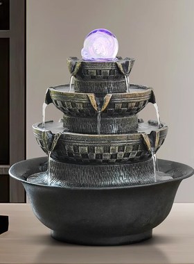 精选八方来财风水轮流水喷泉摆件循环水办公桌装饰客厅桌面招财凤