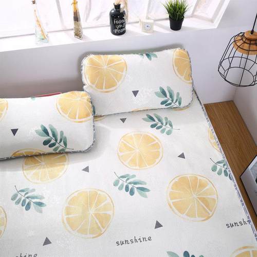 夏季软凉席1.8m床单人学生宿舍0.9可折叠1.5米二/三件套冰丝席子 - 图2