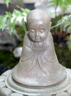 中式庭院花园布置禅意沙弥小和尚景观露台造景入户玄关装饰品摆件