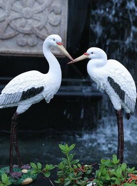 仿真白鹭装饰树脂仙鹤造景户外庭院摆件