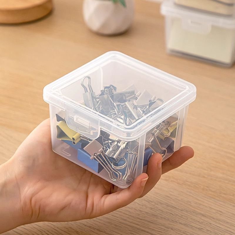 小型收纳盒办公室透明杂物分类盒子抽屉分格手帐胶带夹子饰品储物 - 图1