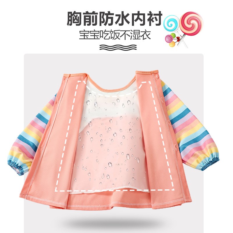 Baby girl's smock, autumn and winter outer wear, foreign style children's bib for eating, H waterproof and anti-dirty baby rice pocket, reverse clothing for women