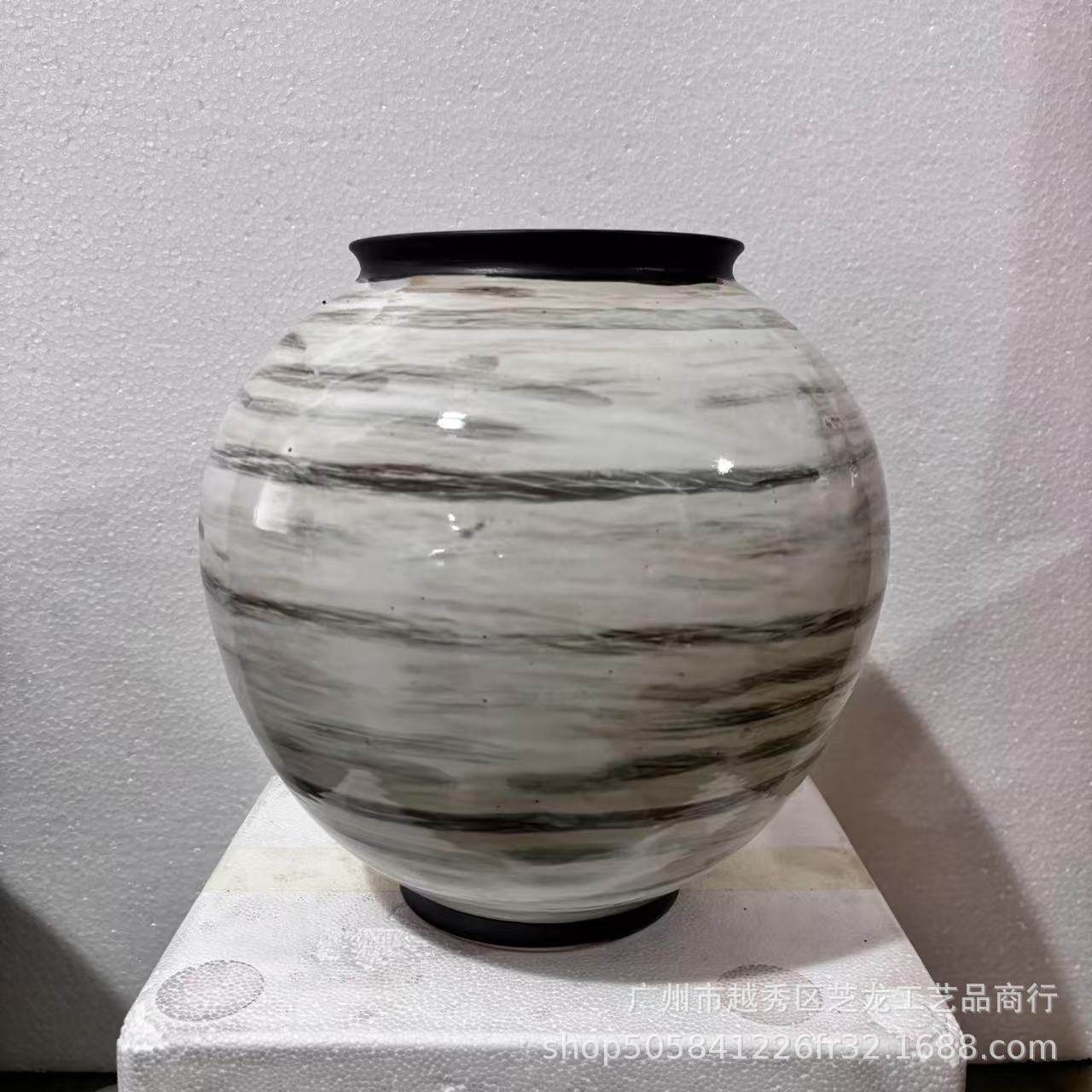 新中式陶瓷罐子样板房花架创意插花装饰品书房书剑罐花瓶水墨摆件,淘宝优惠券,粉丝福利购,淘宝优惠卷