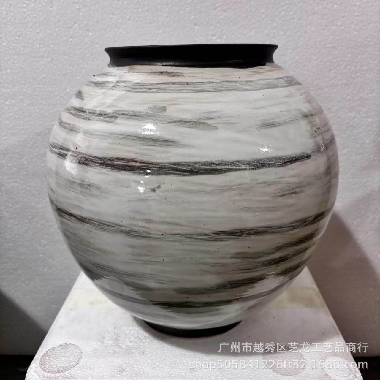 新中式陶瓷罐子样板房花架创意插花装饰品书房书剑罐花瓶水墨摆件,淘宝优惠券,粉丝福利购,淘宝优惠卷