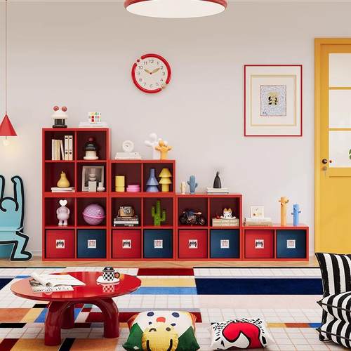 客厅自由组合书柜书架阳台拼接钢制格子柜隔断小户型收纳置物架 - 图1