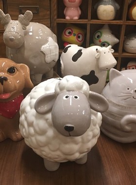 可爱陶瓷存钱罐情侣 创意个性动物生肖摆件储蓄罐 儿童生日礼物