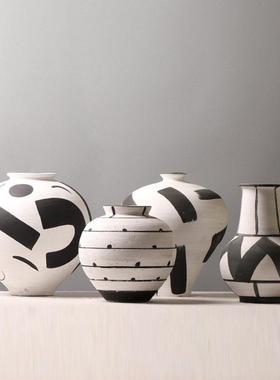 新中式侘寂风手绘陶瓷罐花瓶摆件样板间酒店民宿客厅玄关花器装饰