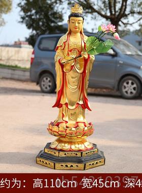 正品家用脂佛像 1米3西方三佛圣像带背光站树西方高三圣鎏金三圣