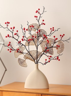 乔迁之喜新居布置装饰用品发财果陶瓷花瓶摆件客厅插花艺搬家礼物