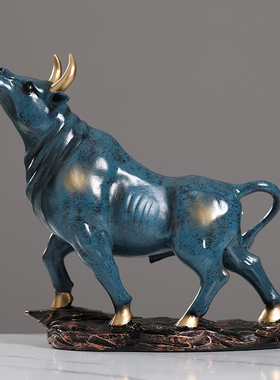 招财牛摆件工艺品创意美式客厅办D公室玄关装饰品摆设电视柜桌面