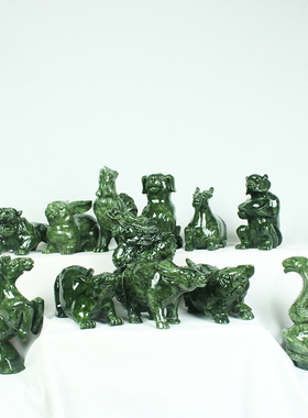 天然玉石c十二生肖摆件全套玉狗鼠牛鸡蛇马虎兔龙羊猴猪补角工艺