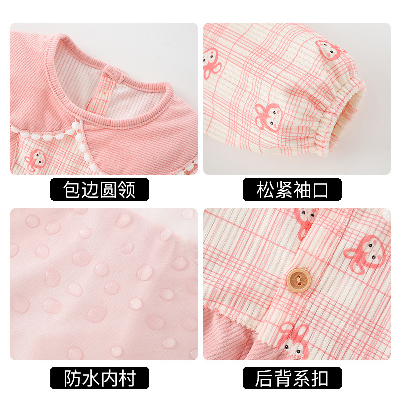 Children's smock for baby girl h-baby eating bib new style baby autumn and winter waterproof and anti-dirty rice pocket princess apron worn backwards