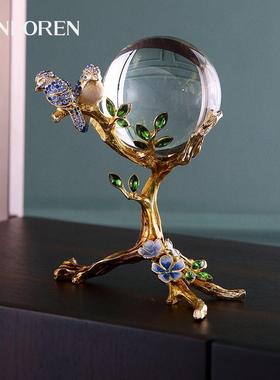 圣朗伦轻奢珐琅彩摆件水晶玻璃球电视柜办公室新中式饰品开业礼品