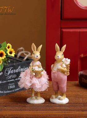 温馨治愈蕾丝花裙背带裙兔兔树脂装饰摆件毕业季送礼物家居饰品