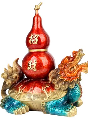 卓好 手工彩绘铜龙龟葫芦摆件