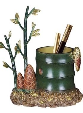 《钱才笔筒》彩铜笔筒摆件书房办公室桌装饰高级感艺术礼品送老师
