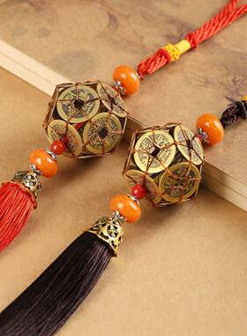 新车挂红五帝钱铜钱车路通挂件客厅装饰车载生活用品车挂