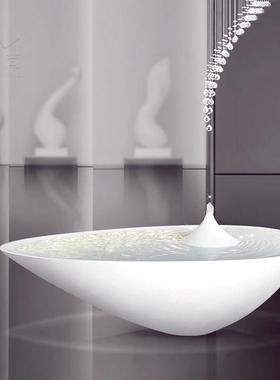 创意禅意喷泉摆件水滴山水水景小品简约现代流水会所装饰水钵聚宝