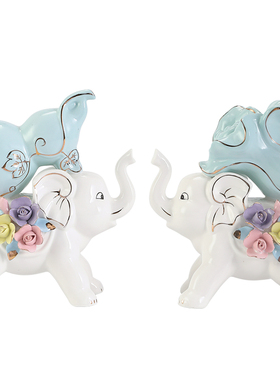 精选新中式葫芦大象创意陶瓷摆件客厅电视柜招财乔迁新居装饰品小