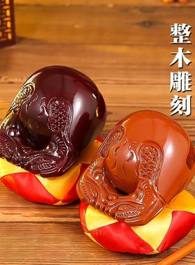 香樟木木鱼法器实木家用一套棒槌垫子老式小木鱼木雕摆件打击乐器