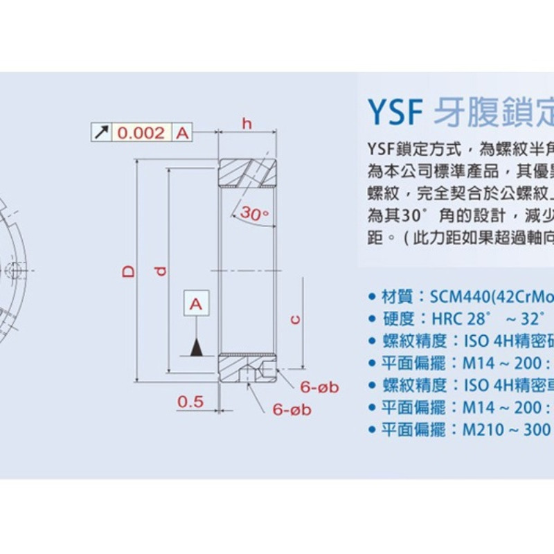 台湾盈锡K型缩紧锁紧螺母YSK精密螺帽M165*3.0P滚珠螺杆主轴端锁 - 图1