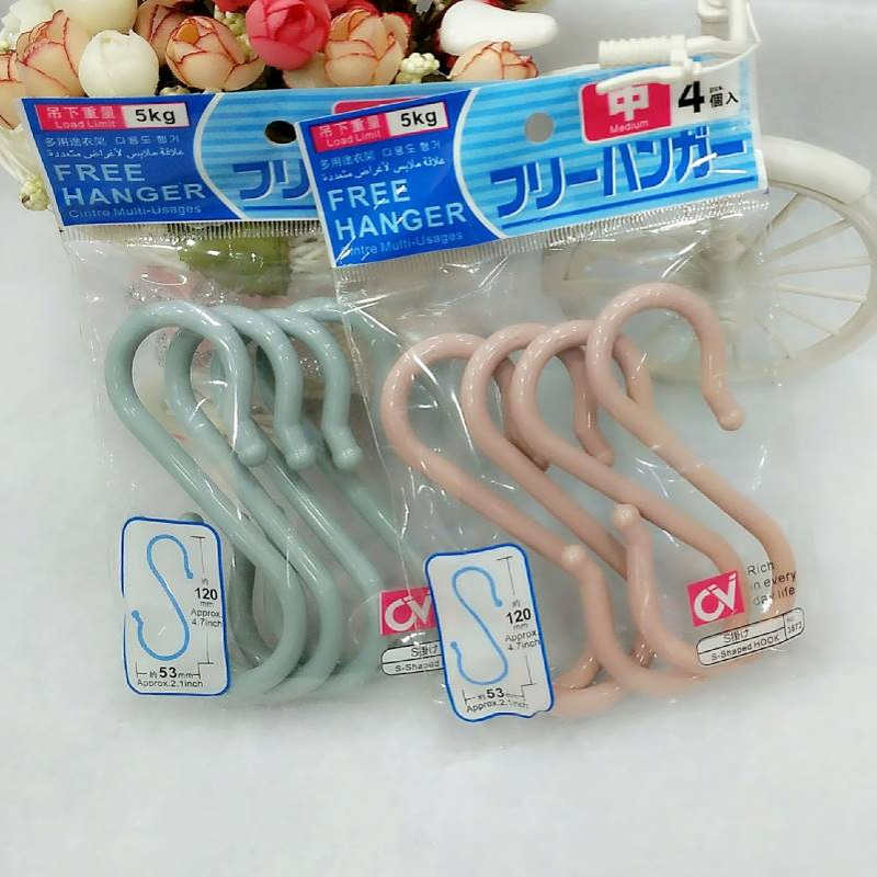 S型塑料挂钩 现货供应门后挂钩便利无痕挂衣钩s勾4个入中号3873 - 图0