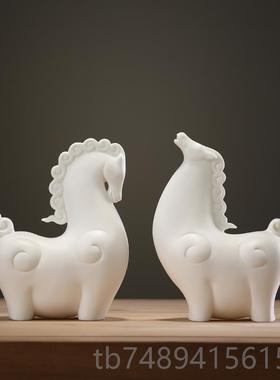 正品创意办公摆件中式客厅关唐马装业饰摆设公司开送室礼软玄装工