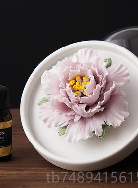 正品非手捏丹花摆件遗陶牡瓷香薰扩香器香氛公室办桌面家居饰品礼