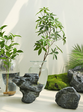 精选仿真石头摆件室内植物造景庭院花园装饰道具假山景观玻璃纤维