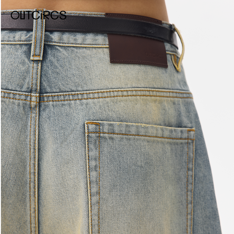 OUTCiRCSA型水洗做旧牛仔七分裤2025夏新款男纯棉宽松休闲短裤,淘宝优惠券,粉丝福利购,淘宝优惠卷