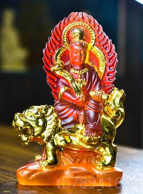 高档精品水琉文普殊贤随菩萨小佛像身佛华严三圣居家璃佛堂供奉车