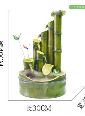 高档子喷竹泉风流水摆件循环水办客厅公桌面招财水轮装饰开店开业