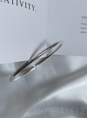 高档一十手作 999乐足银小七众复古国风平安喜 简约开口 纯银实心