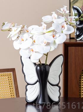 正品中古风蝴蝶花瓶轻陶摆瓷件奢高级感客复厅玄关柜桌面摆设法式