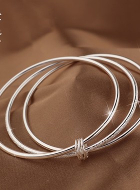 三生三世光面纯银手镯足银999