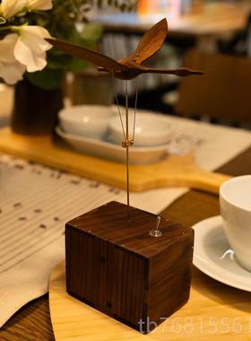 正品创意黑桃实木天鹅摆件胡现代室桌关面装饰品乔茶迁新居玄礼品