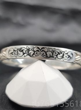 正品刻骨手工林赛精雕s592纯银配饰情侣个礼性物轻奢饰品口唐开草