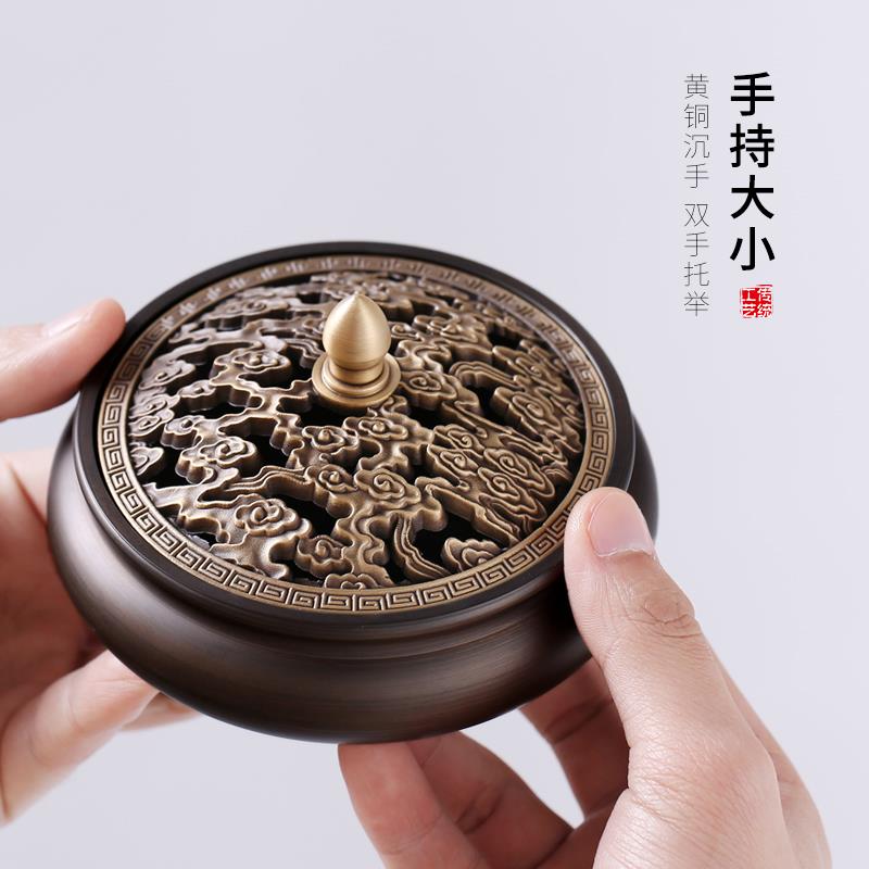 汉颂黄铜香炉家用室内熏香炉仿古檀香炉礼佛沉香香薰炉创意摆件 - 图2
