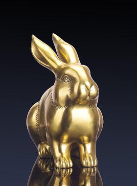 纯黄铜卡通兔宠物兔可爱生肖兔吉祥物生日礼物家居装饰