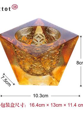 tittot琉园招财琉璃鼎摆件水晶聚宝盆工艺品笔筒 旺旺来 开业礼物